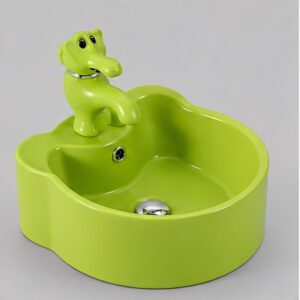 Green Kids Table Top Wash Basin Model 209 Ceramic Art Basin for Schools and Daycare Centres
