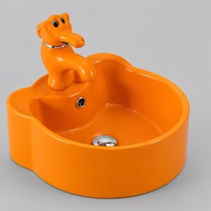 Orange Kids Table Top Wash Basin Model 209 Ceramic Art Basin