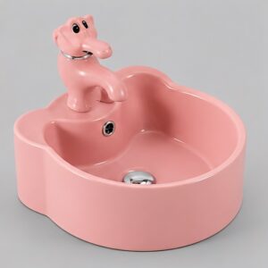Pink Kids Table Top Wash Basin Model 209 Ceramic Art Basin