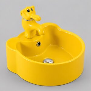 Yellow Kids Table Top Wash Basin Ceramic Art Basin Model 209