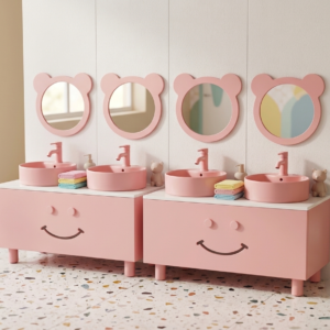 Kids Wash Basin Cabinet with Mirror for Schools and Daycare Centres – 3 Station Wash Basin Unit